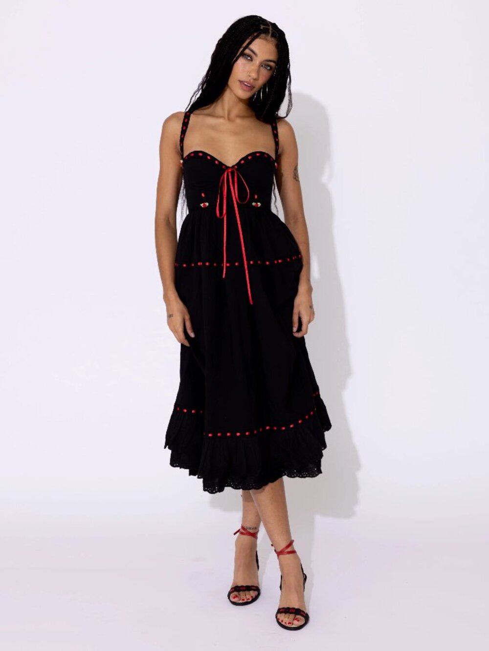 Like new Kitteny cotton midi dress with rosettes